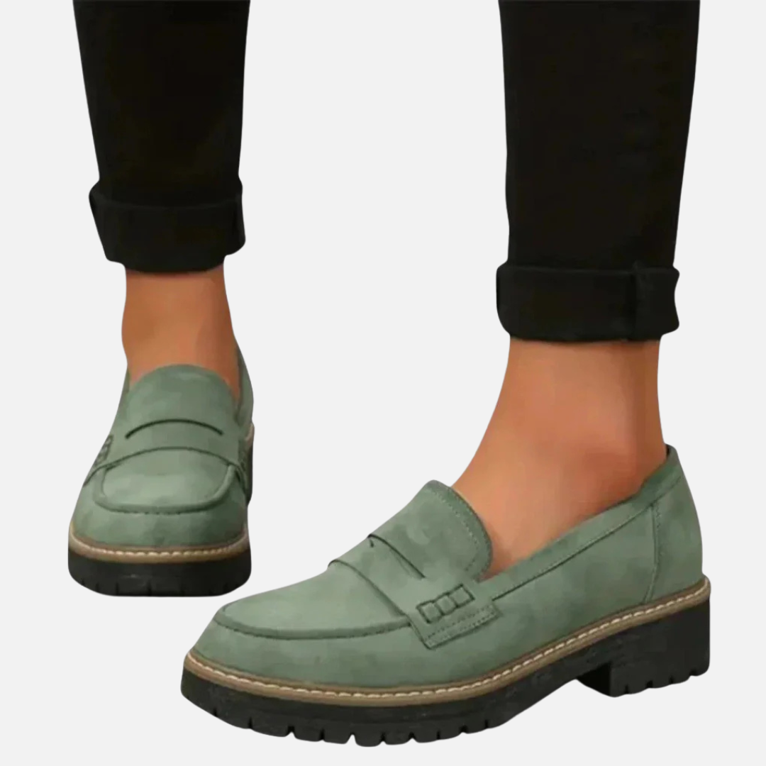 Women's Chunky Lug Sole Penny Loafers – Suede – House of Velari