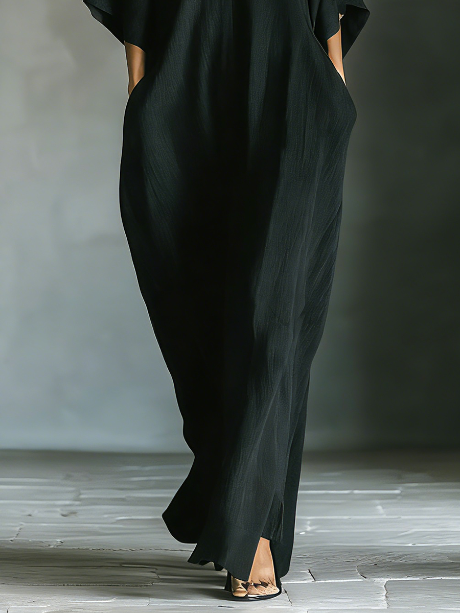 Women's Black Cotton Oversized Maxi Dress – House of Velari