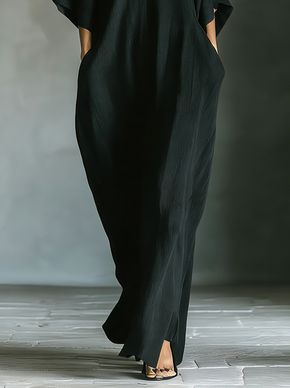Women's Black Cotton Oversized Maxi Dress – House of Velari