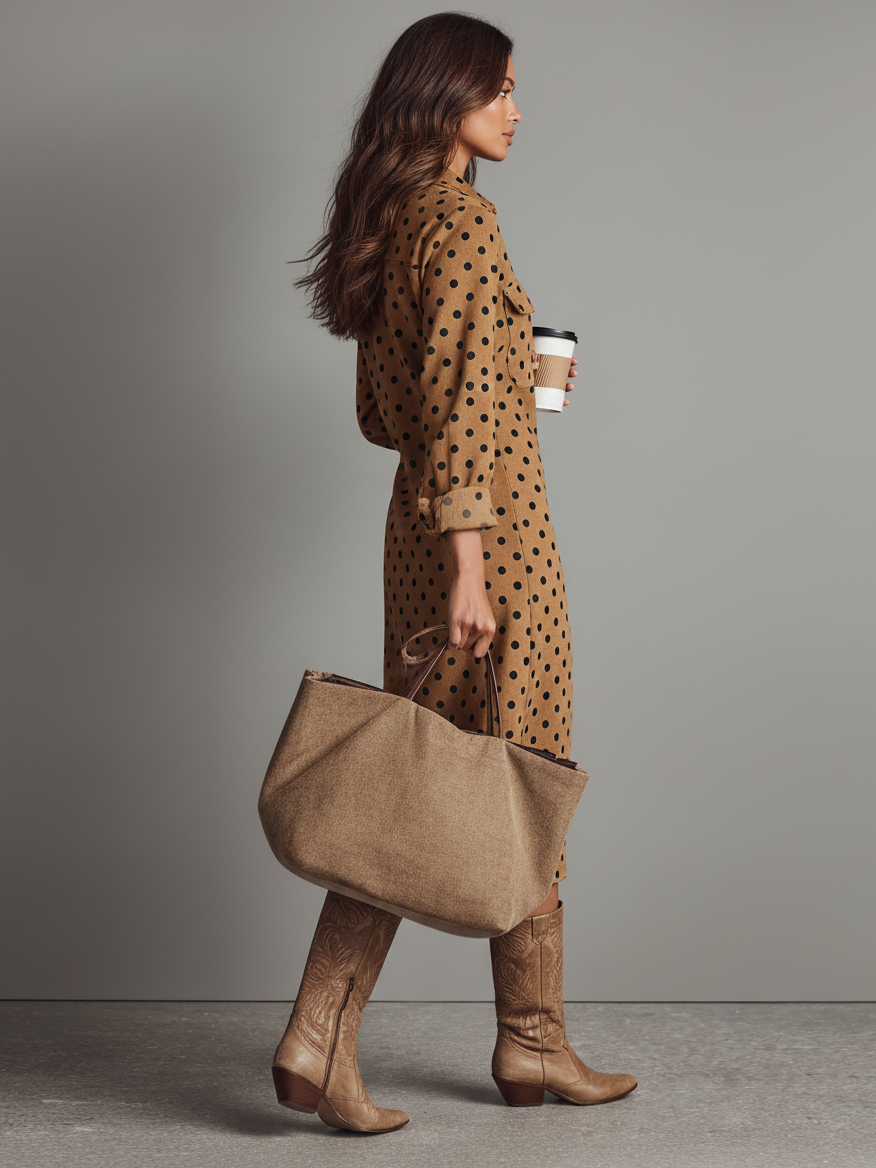 Women's Suede Polka Dot Midi Dress – House of Velari