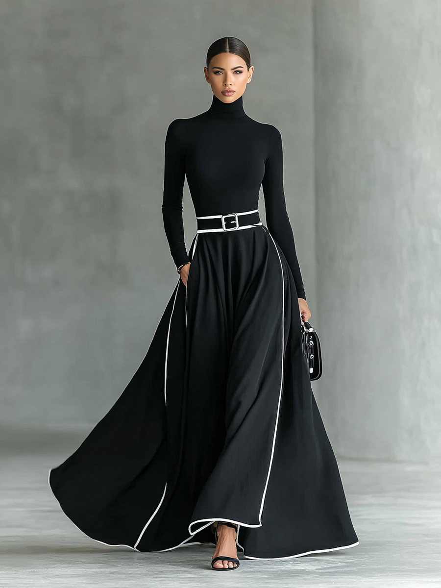Women's Black Long Sleeve Maxi Dress – House of Velari