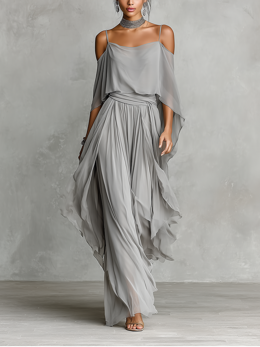 Women's Gray Chiffon Set – House of Velari