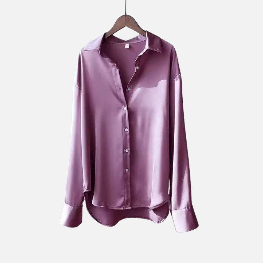 Women's Satin Button-Down Long Sleeve Shirt – House of Velari