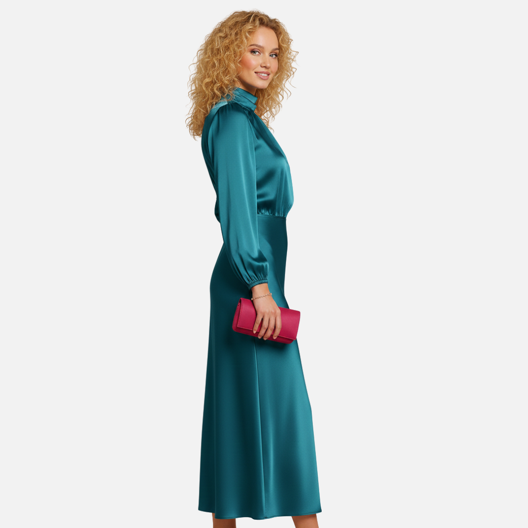 Women’s Elegant Satin Midi Dress – House of Velari