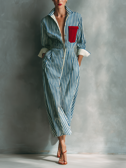 Women's White Cotton Striped Shirt Dress – House of Velari