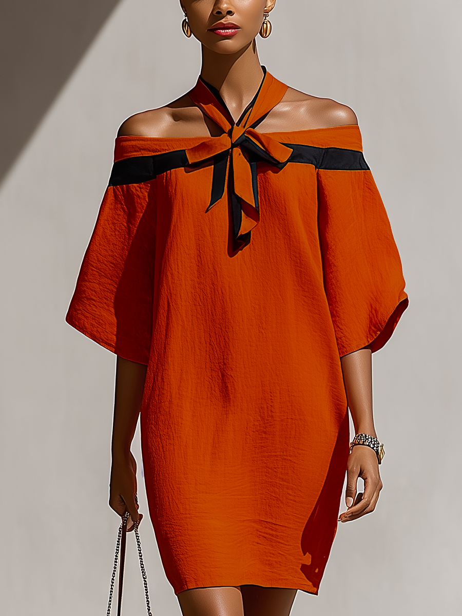 Women's Black & Orange Mini Dress – House of Velari