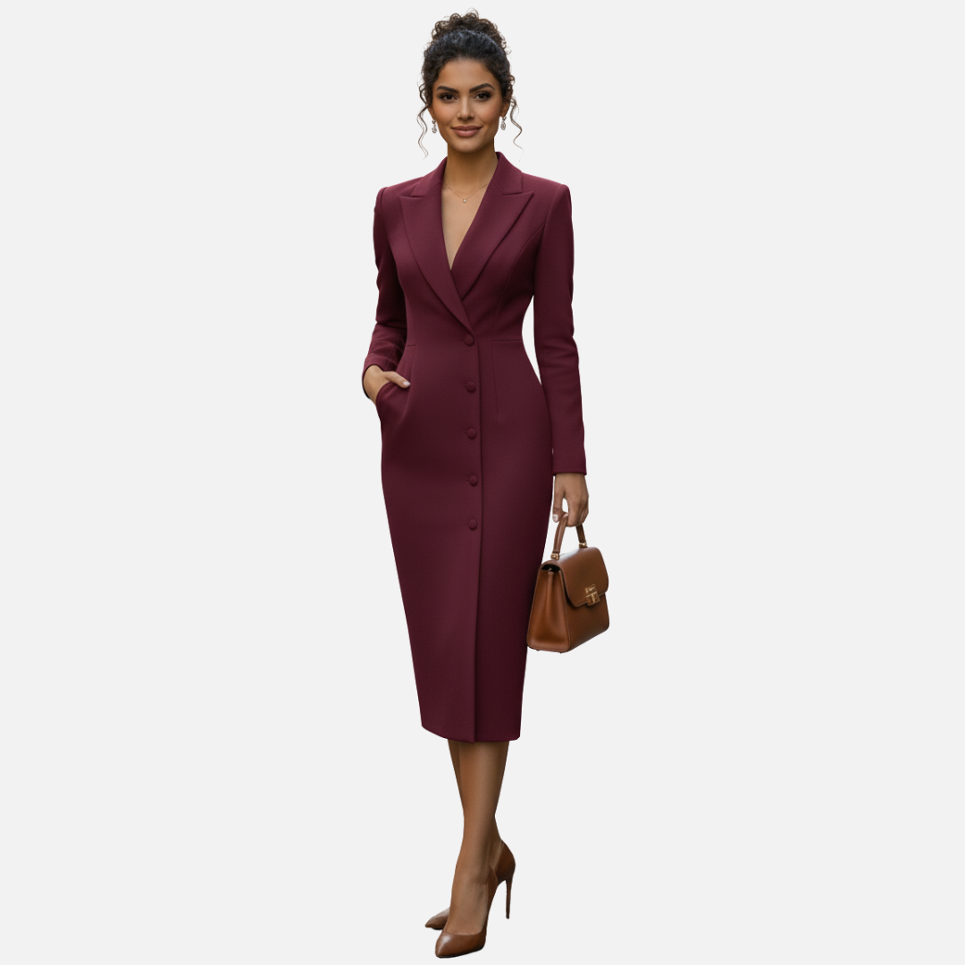Women’s Elegant Blazer Dress – Long Sleeve Bodycon Midi Dress – House of Velari