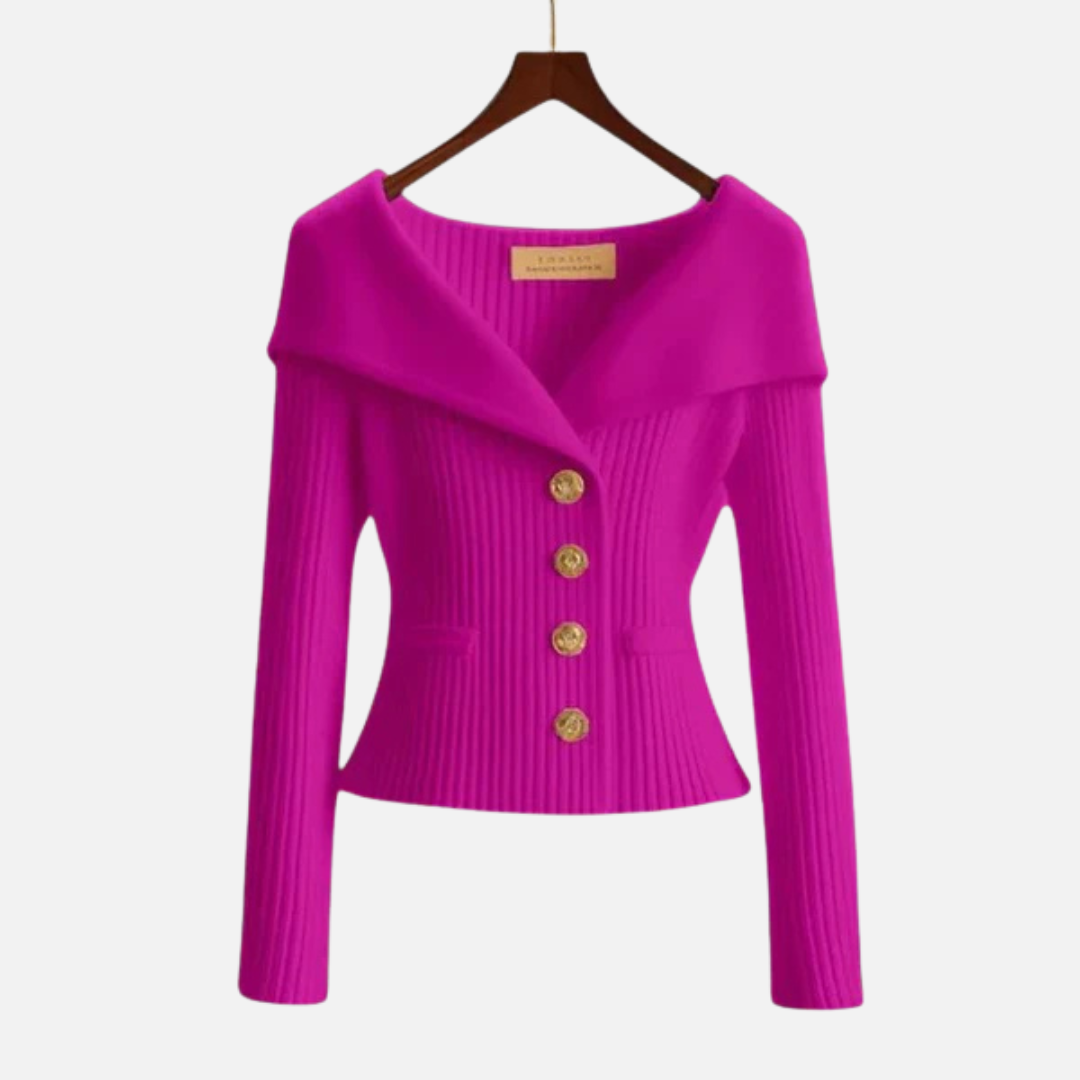 Women's Elegant Ribbed Off-Shoulder Cardigan – House of Velari