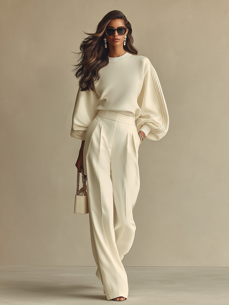Women's White Woven Wide-Leg Pants – House of Velari