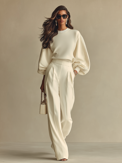 Women's White Woven Wide-Leg Pants – House of Velari