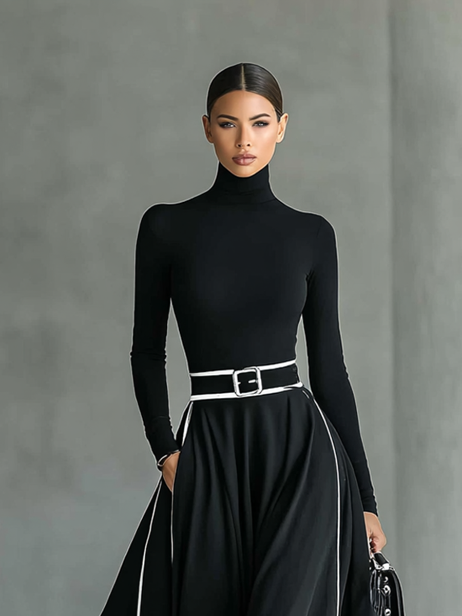 Women's Black Long Sleeve Maxi Dress – House of Velari