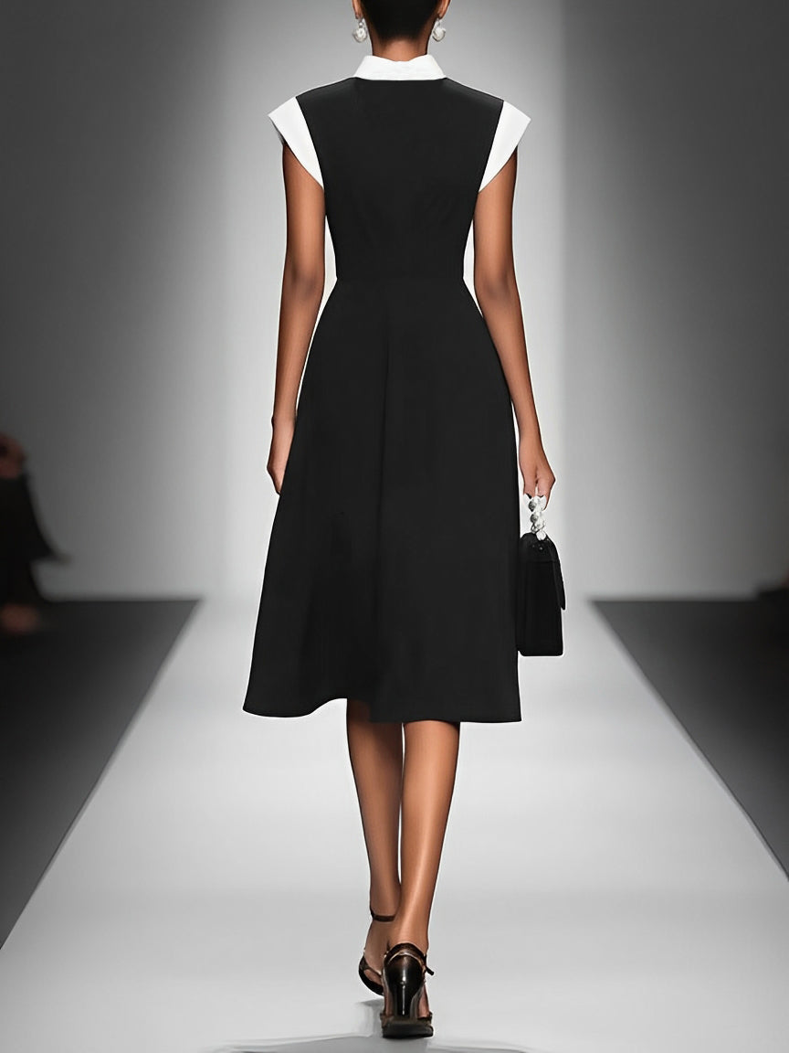 Women's Square Neck Colorblock Midi Dress – House of Velari