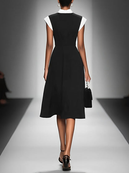 Women's Square Neck Colorblock Midi Dress – House of Velari