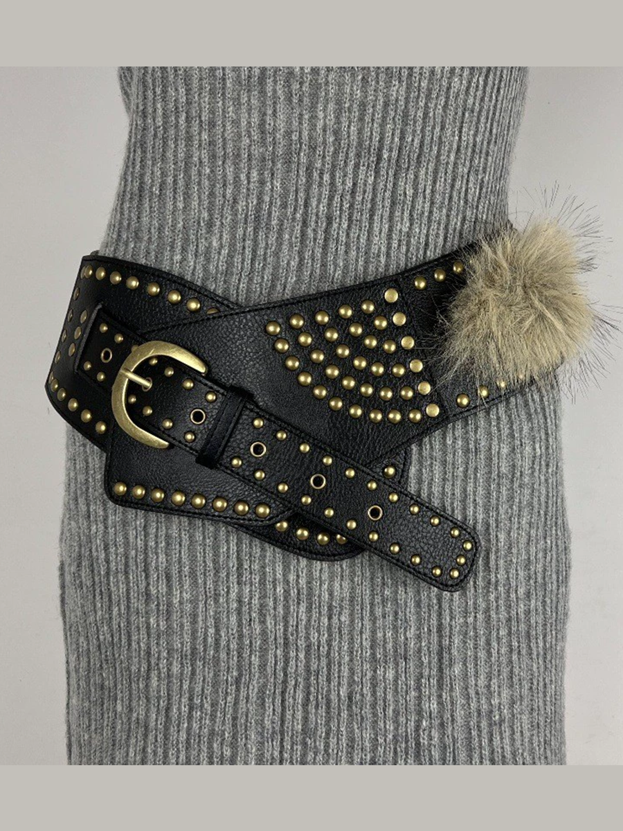 Women's Leather Fur Retro Belt – House of Velari