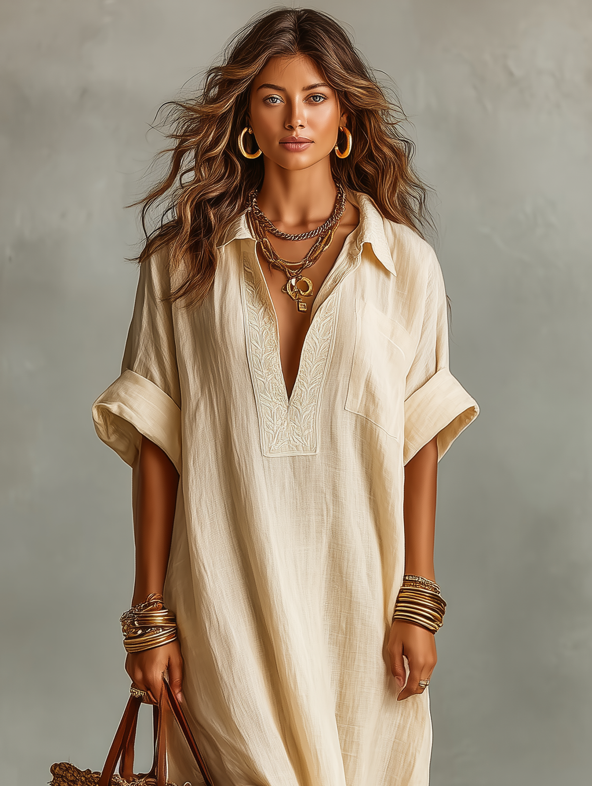 Women's Embroidered Loose Fitting Maxi Dress – House of Velari