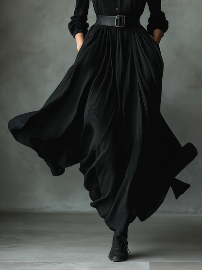 Women's Black Pleated Vintage Maxi Dress – House of Velari