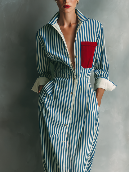 Women's White Cotton Striped Shirt Dress – House of Velari