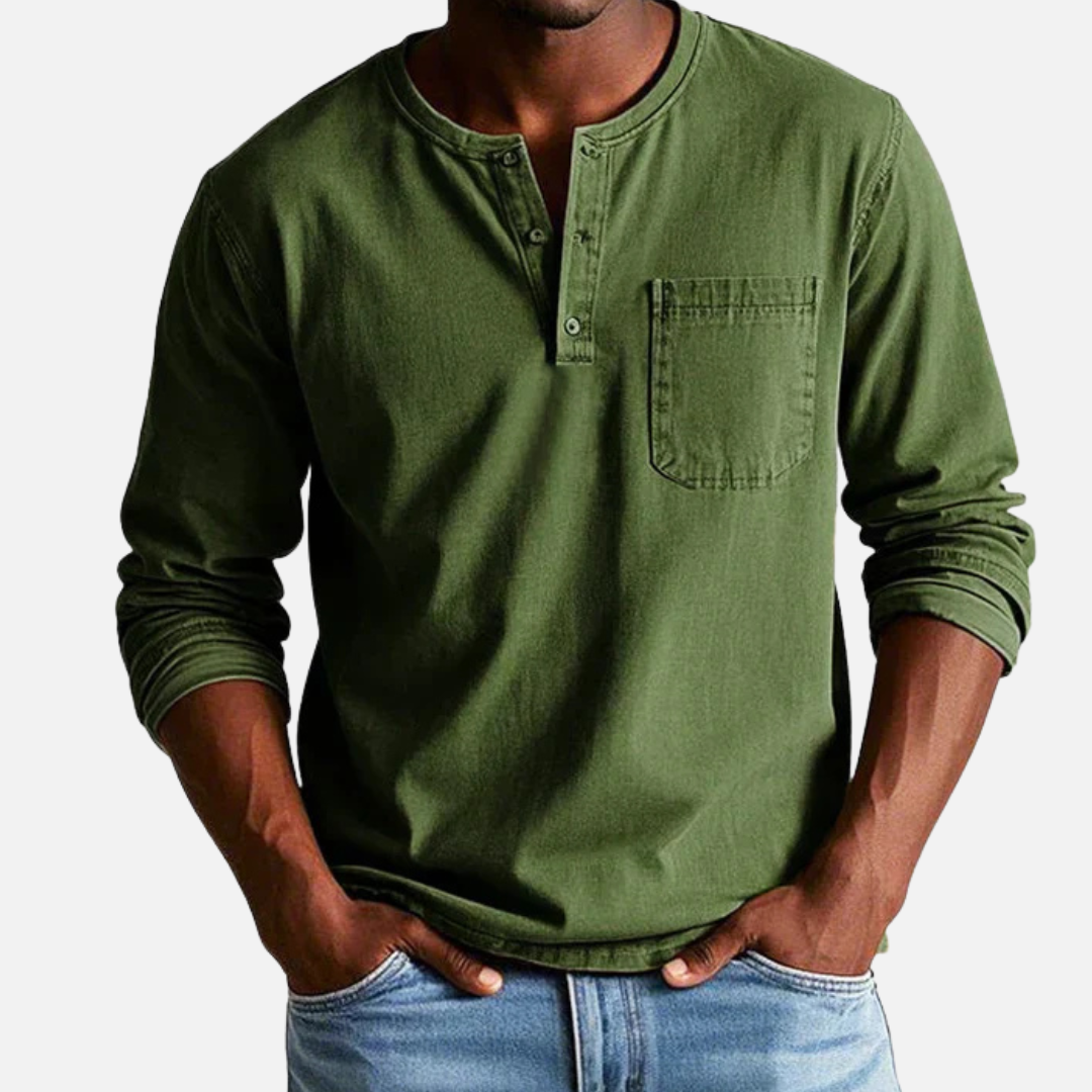 Men's Henley Long-Sleeve Linen Shirt – House of Velari