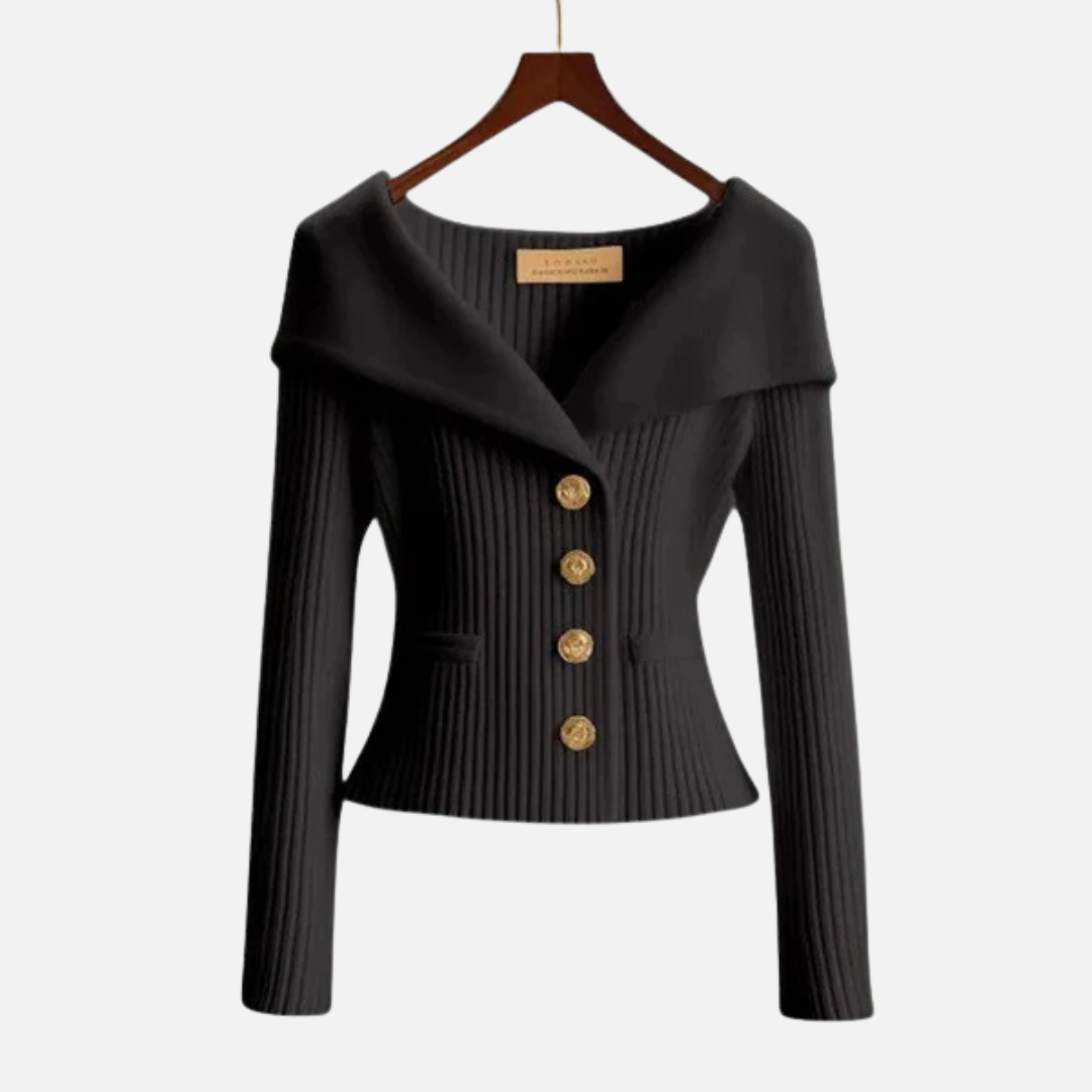 Women's Elegant Ribbed Off-Shoulder Cardigan – House of Velari