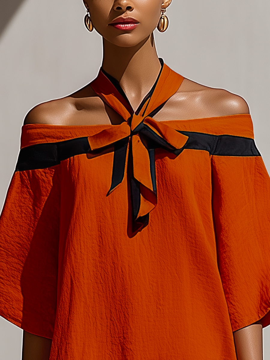 Women's Black & Orange Mini Dress – House of Velari