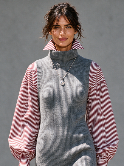Women's Long Sleeve Striped Sweater Dress – House of Velari