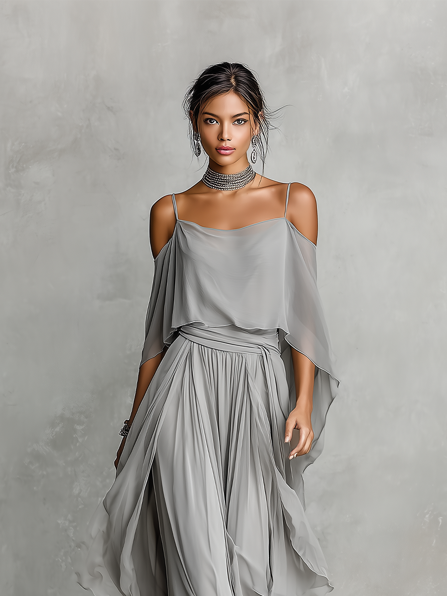 Women's Gray Chiffon Set – House of Velari