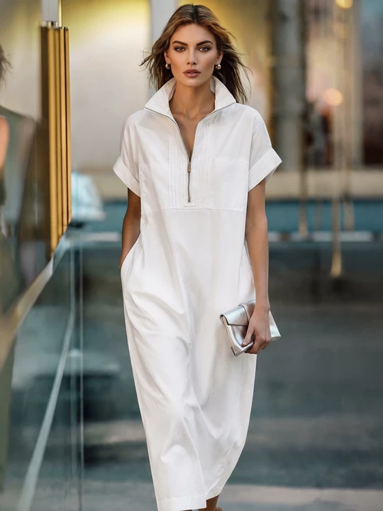 Women's White Cotton Shirt Dress – House of Velari
