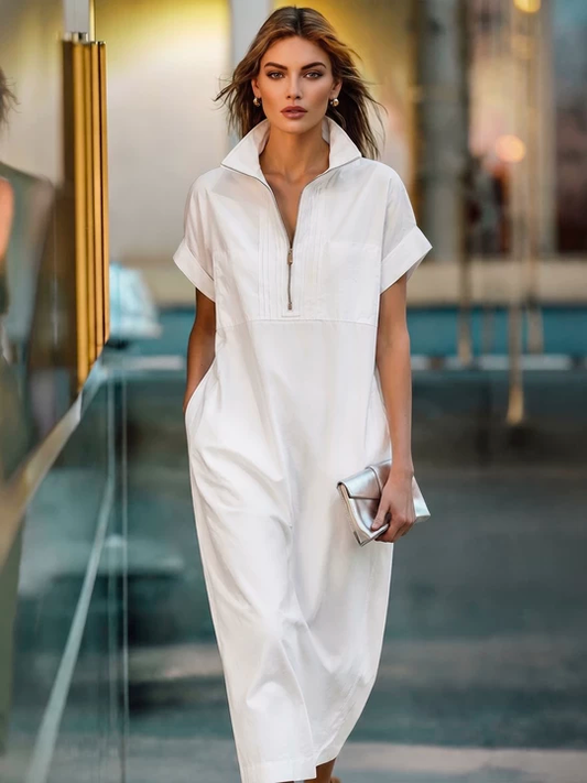 Women's White Cotton Shirt Dress – House of Velari