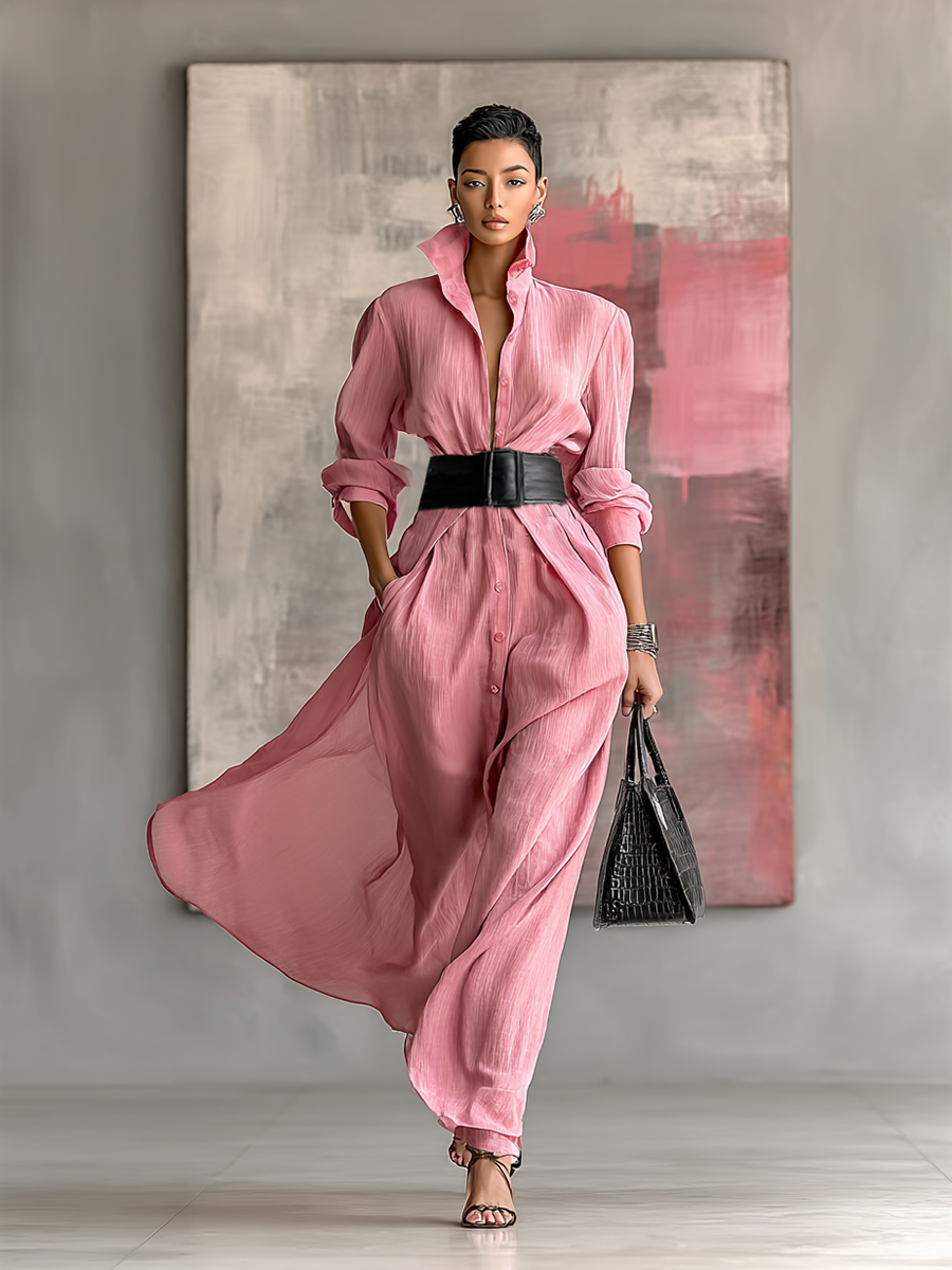 Women's Long Sleeve Lapel Shirt Dress – House of Velari