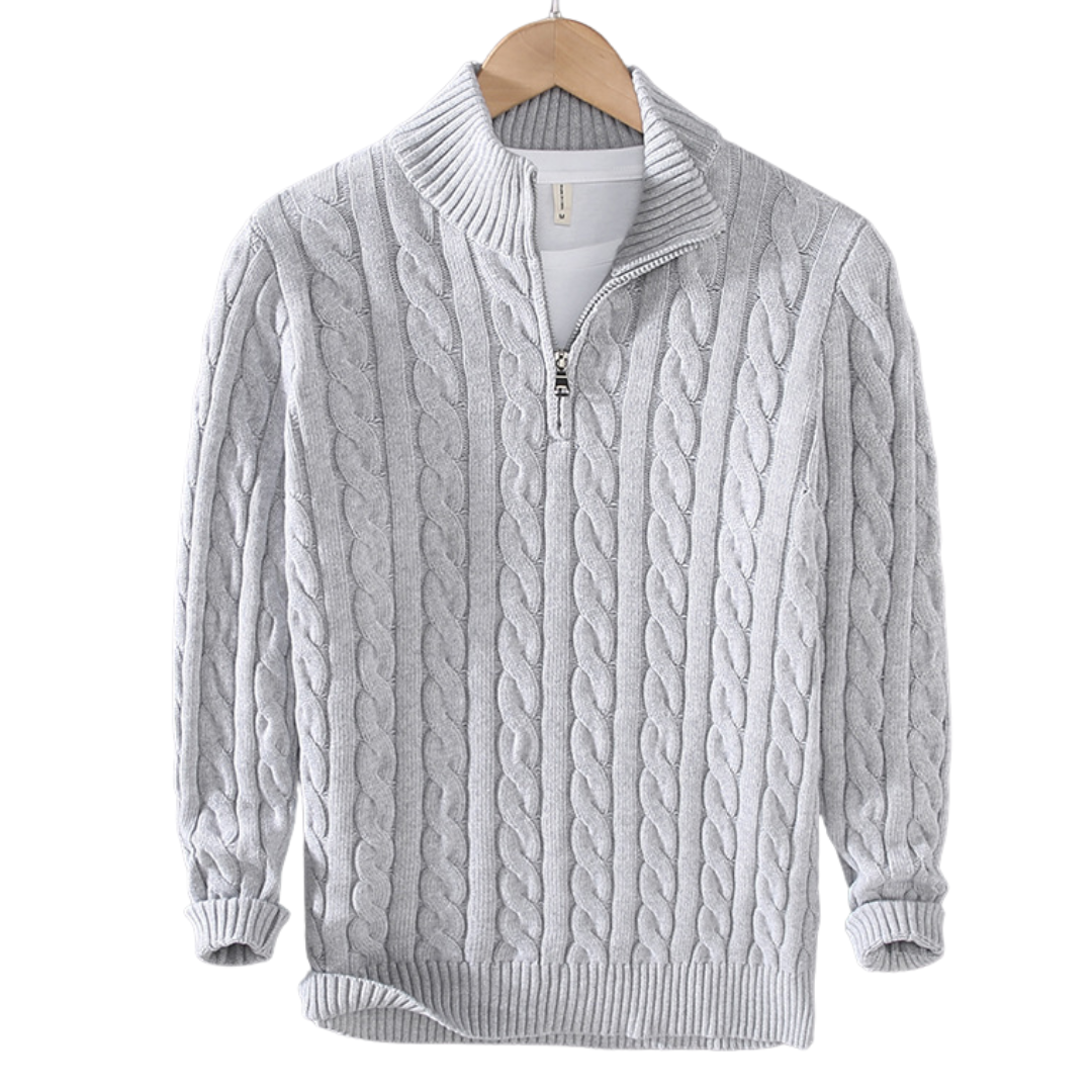 Men’s Cable Knit Quarter Zip Sweater – House of Velari