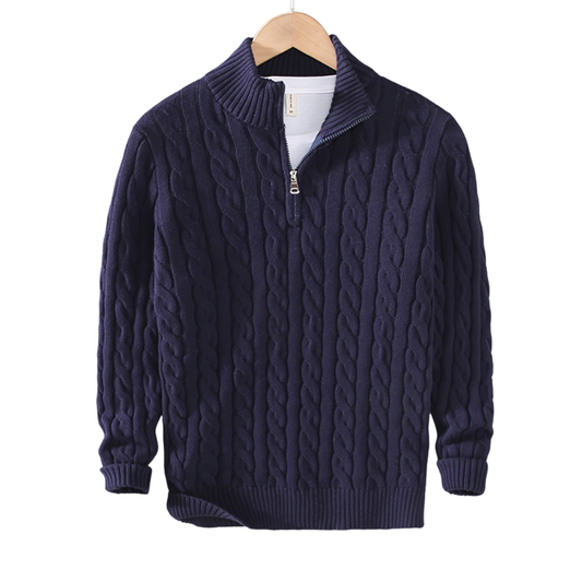 Men’s Cable Knit Quarter Zip Sweater – House of Velari