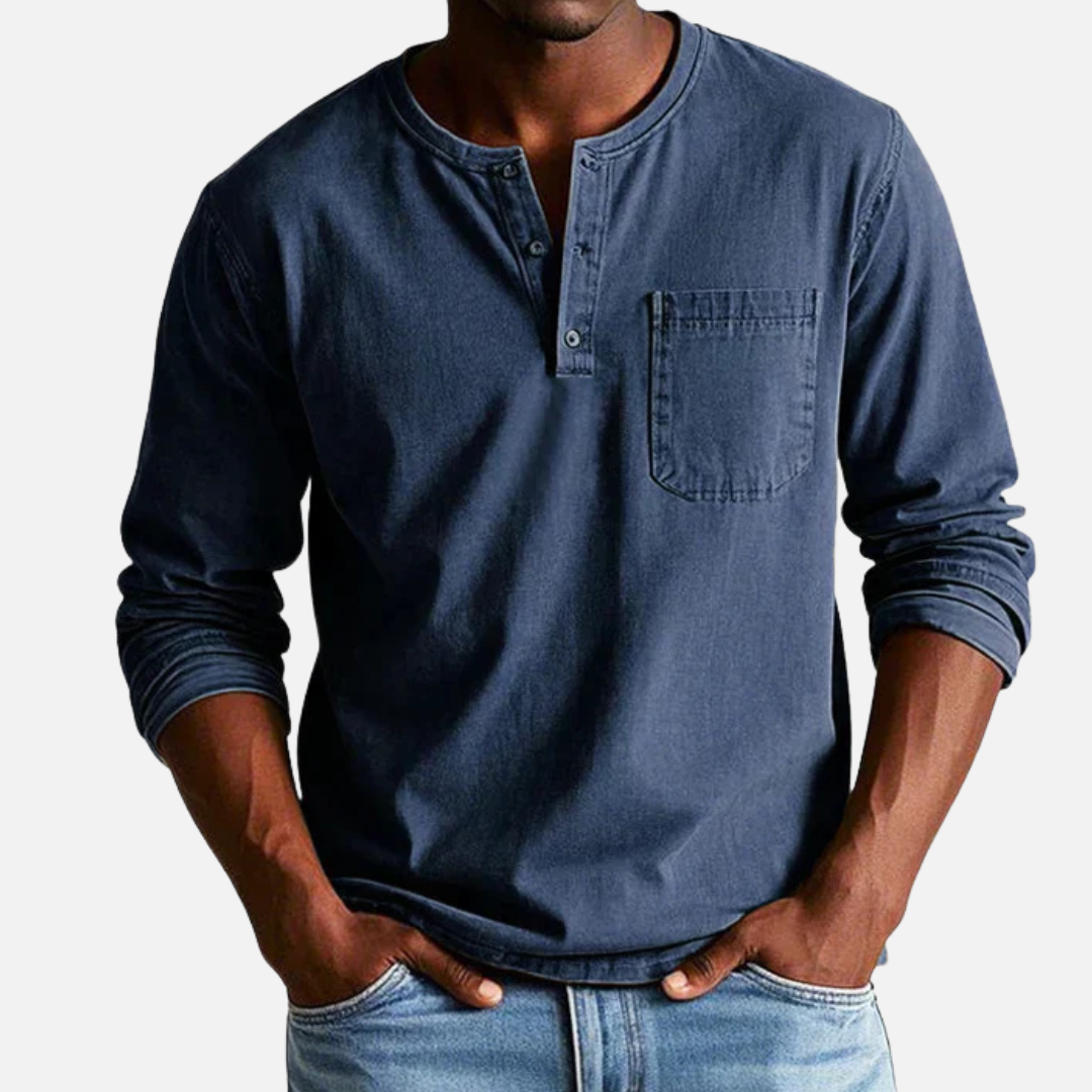 Men's Henley Long-Sleeve Linen Shirt – House of Velari
