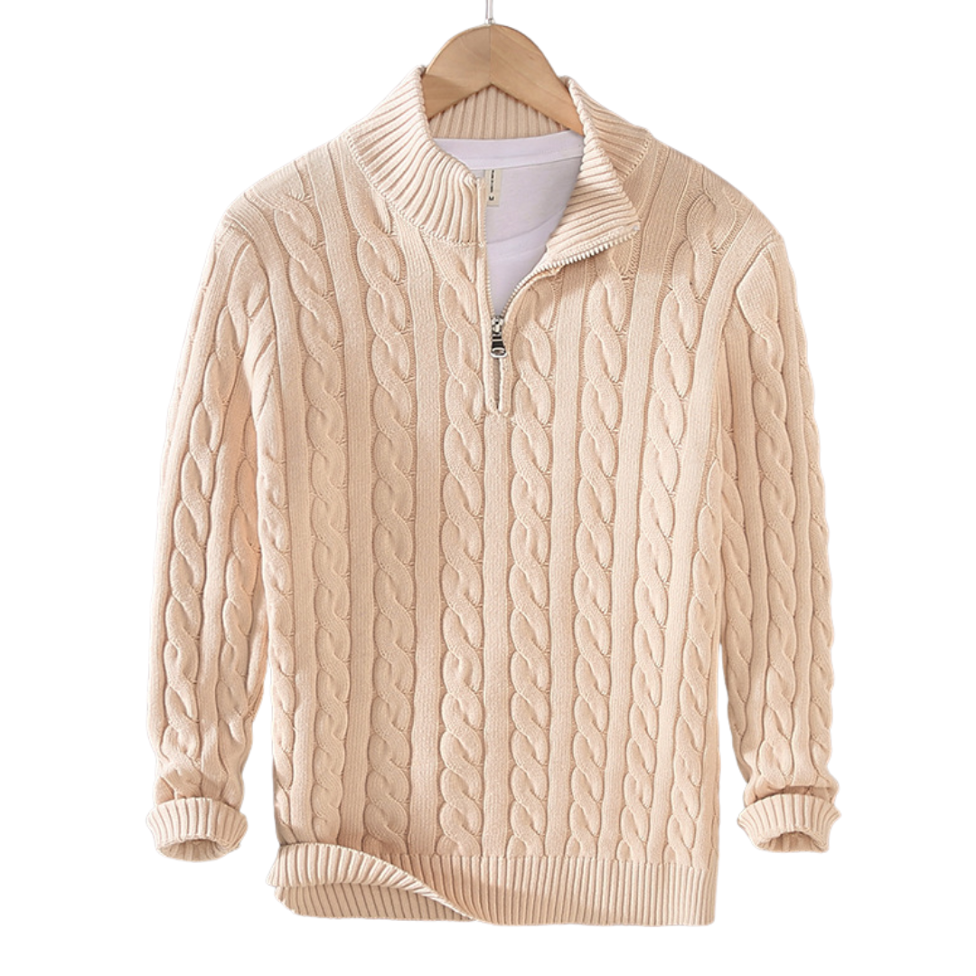 Men’s Cable Knit Quarter Zip Sweater – House of Velari