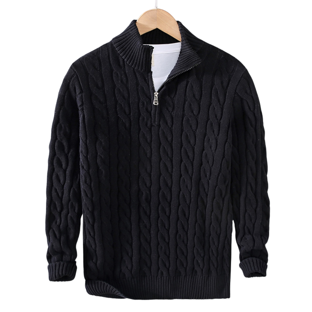 Men’s Cable Knit Quarter Zip Sweater – House of Velari