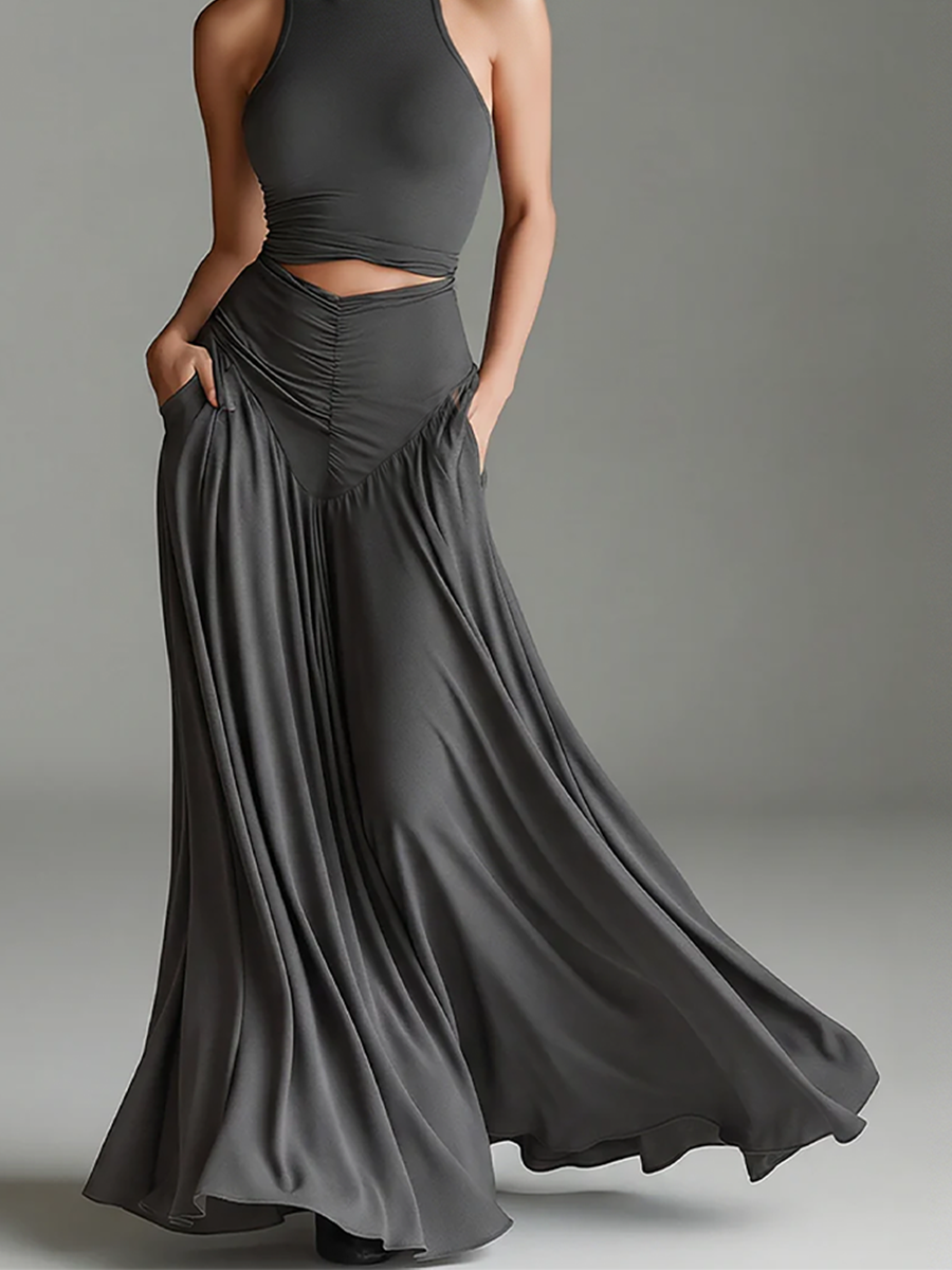 Women's Gray Knit Turtleneck Halter Dress – House of Velari