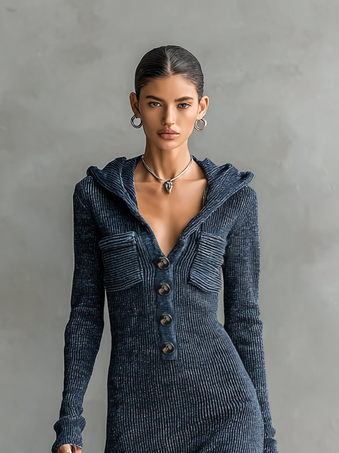 Women's Knit Hooded Slim Fit Maxi Dress – House of Velari