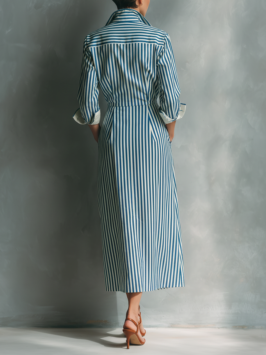 Women's White Cotton Striped Shirt Dress – House of Velari