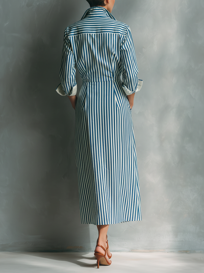 Women's White Cotton Striped Shirt Dress – House of Velari