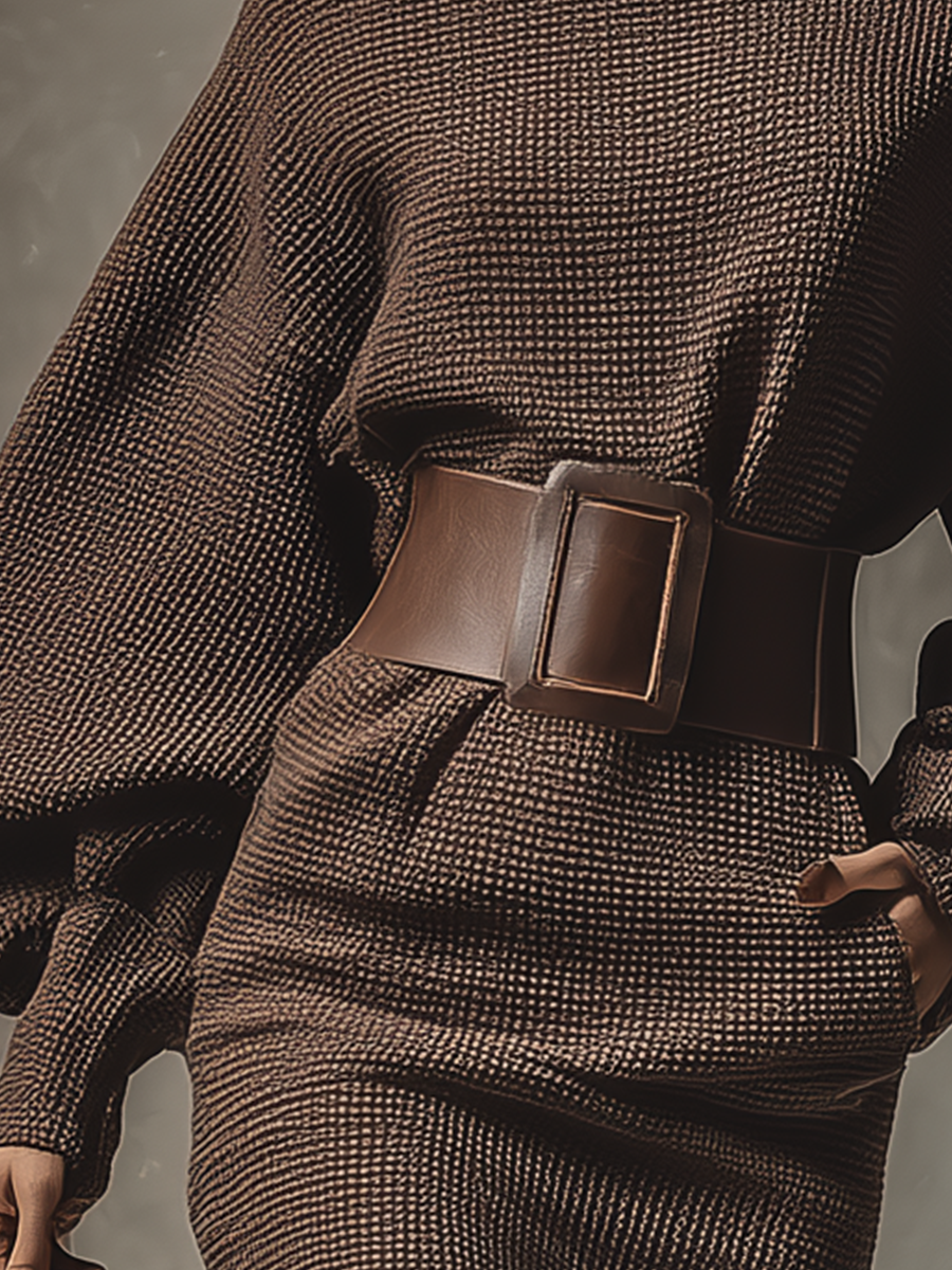 Women's Dark Brown Knit Mini Dress – House of Velari