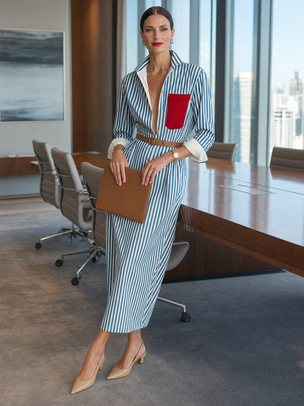 Women's White Cotton Striped Shirt Dress – House of Velari