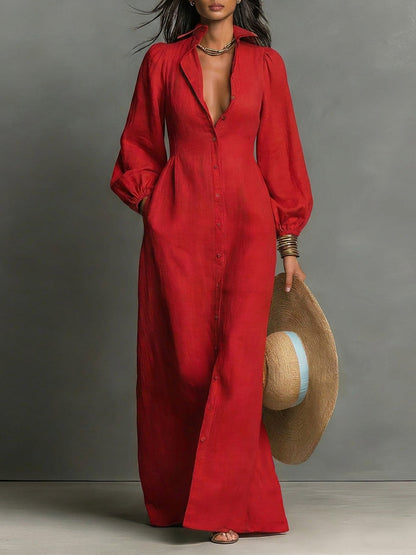 Women's Long Sleeve Single Breasted Maxi Dress – House of Velari