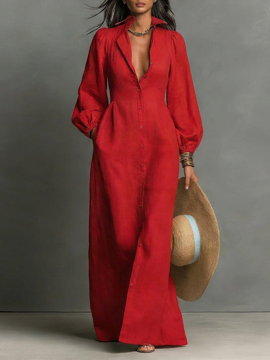 Women's Long Sleeve Single Breasted Maxi Dress – House of Velari