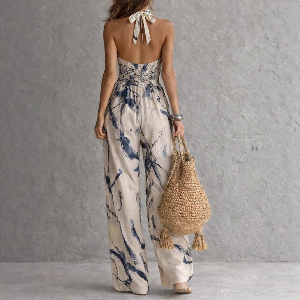 Women's Abstract Halter Neck Open Back Maxi Dress – House of Velari
