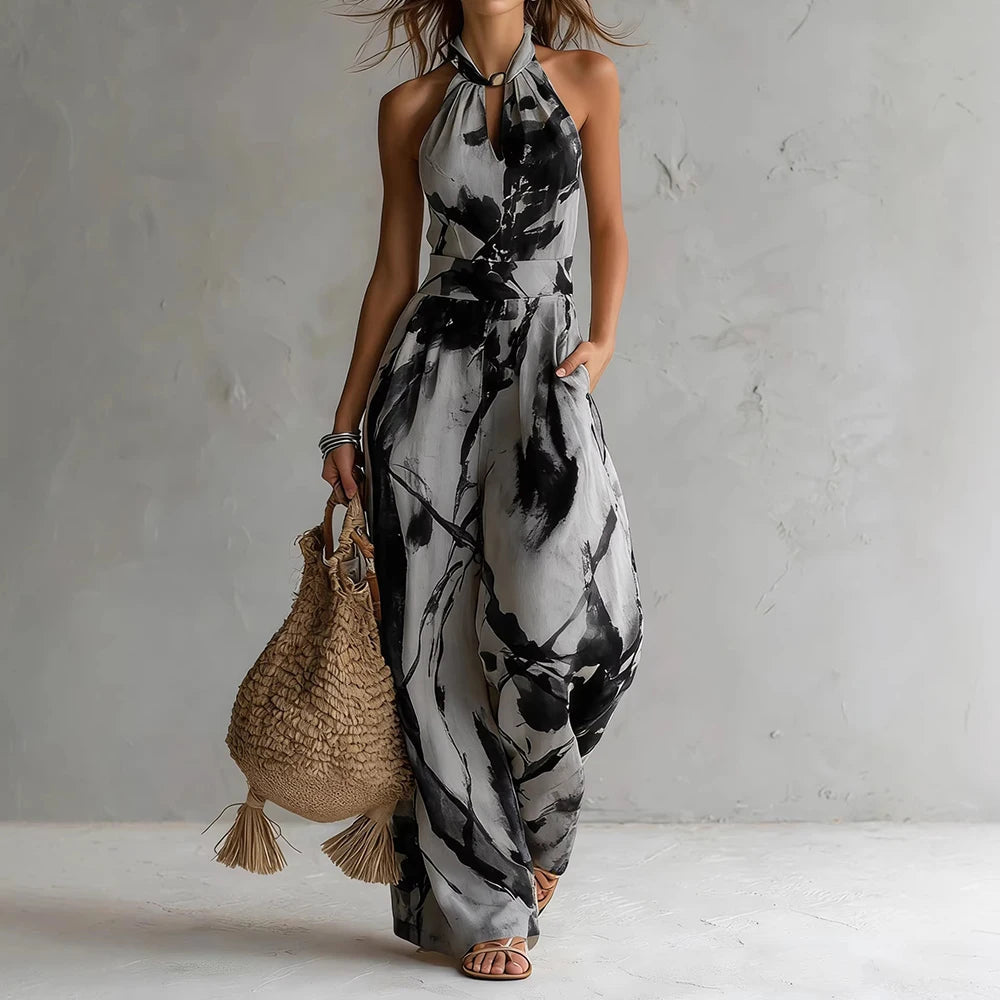 Women's Abstract Halter Neck Open Back Maxi Dress – House of Velari