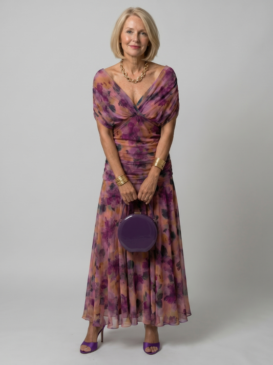 Women's Off-Shoulder Midi Dress with Draped Neckline – House of Velari