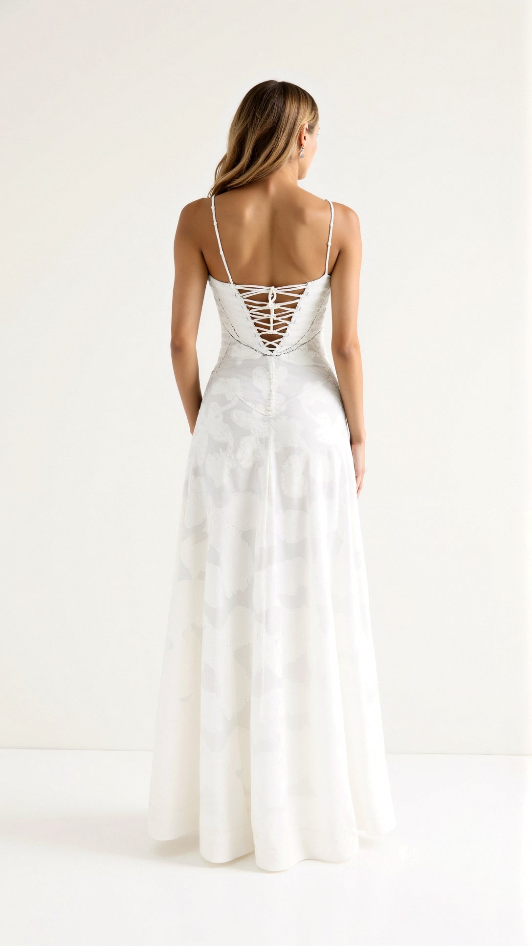 Floral Lace Corset Maxi Dress Spaghetti Strap A-Line – House of Velari