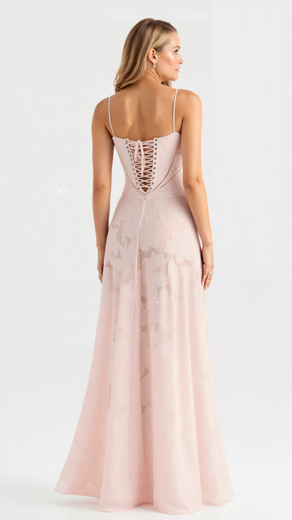 Floral Lace Corset Maxi Dress Spaghetti Strap A-Line – House of Velari