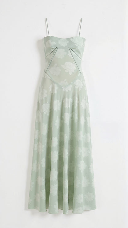 Floral Lace Corset Maxi Dress Spaghetti Strap A-Line – House of Velari