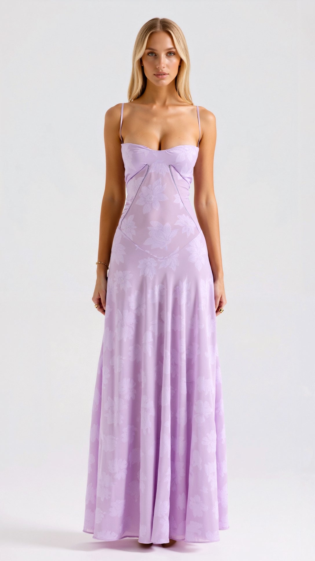 Floral Lace Corset Maxi Dress Spaghetti Strap A-Line – House of Velari