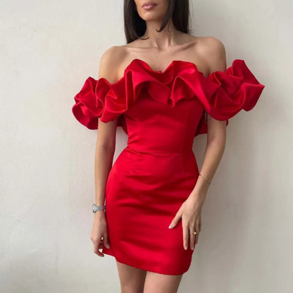 Women’s Bodycon Wedding Guest Ruffle Mini Dress – House of Velari